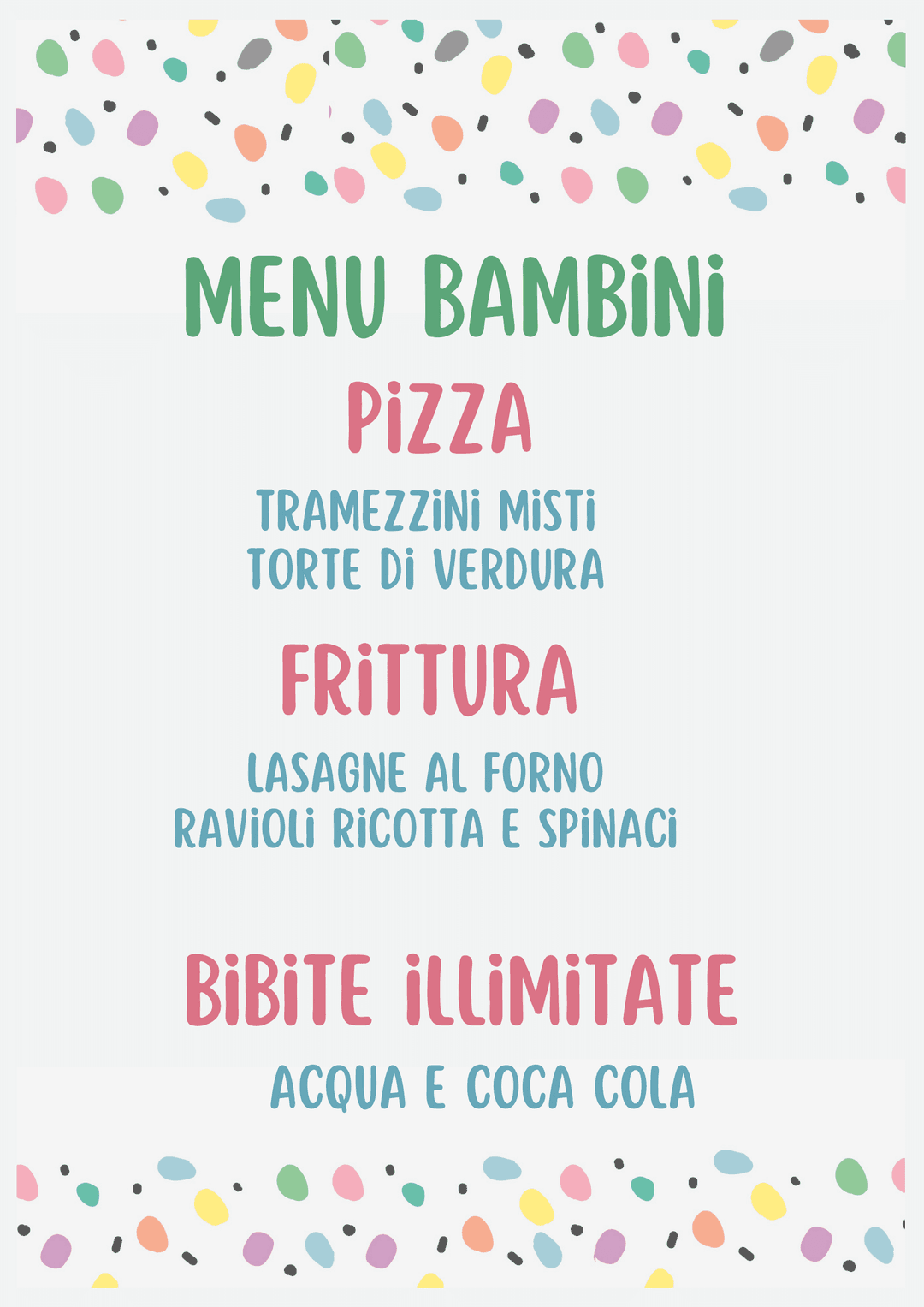 Menù bambini
